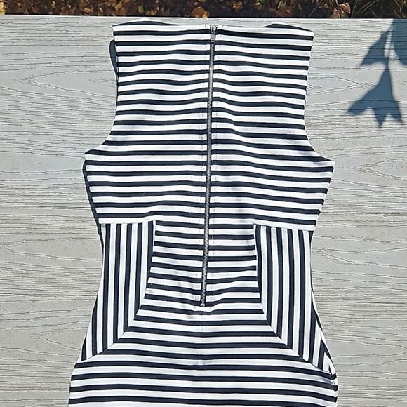 Forever 21 dress zip up striped bodycon stretchy short dress small like new - Picture 15 of 16